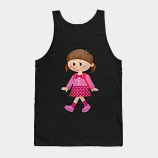 School Girl Kawaii Cute Polka Skirt Pink Uniform Tank Top